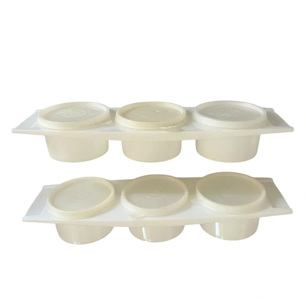 Tupperware Vintage 3 in 1 Condiment Tray‎ With Lids 732-2 Set of Two